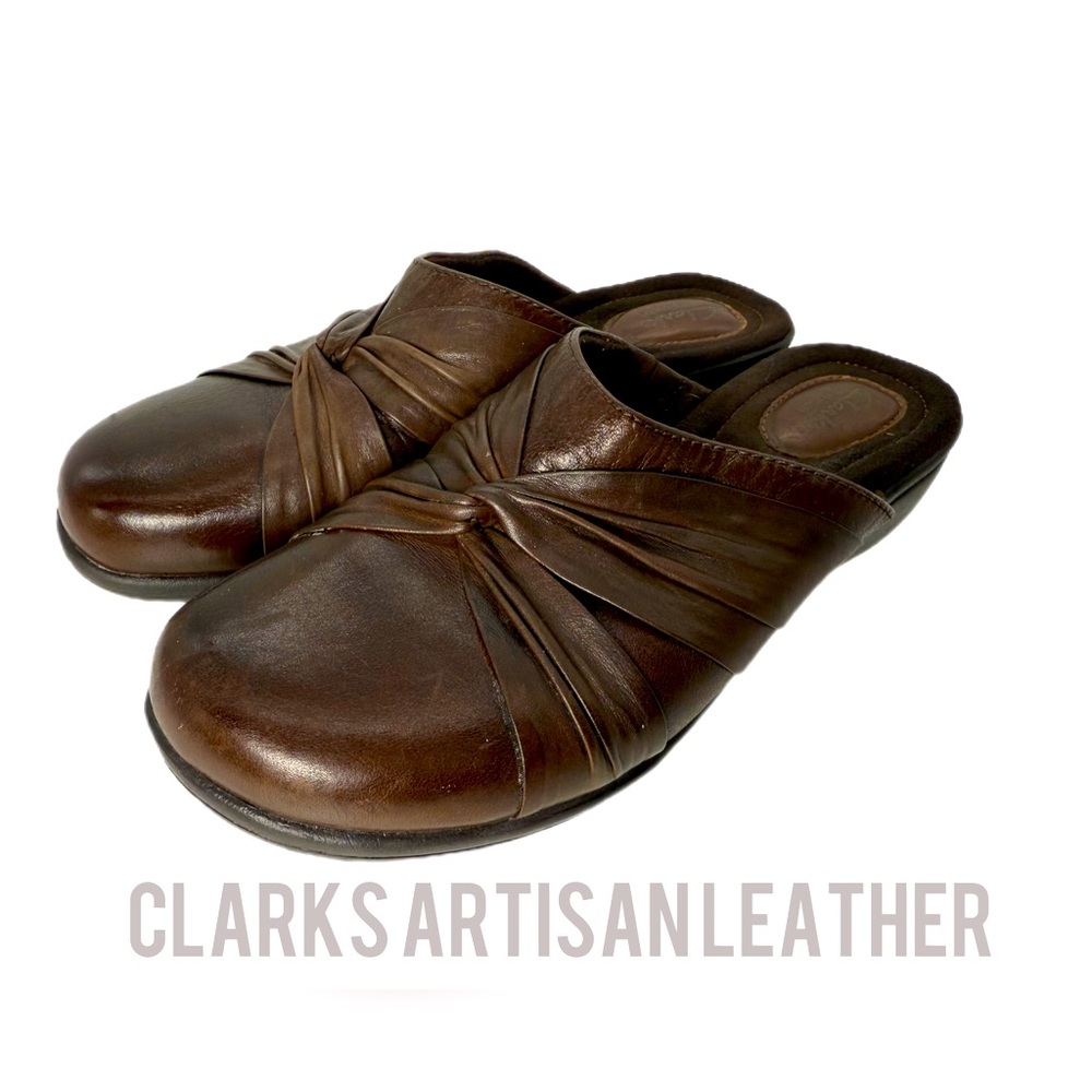 Clarks Artisan Leather Slip-On Mules Women's Size 7.5‎ Medium Comfortable Shoe M